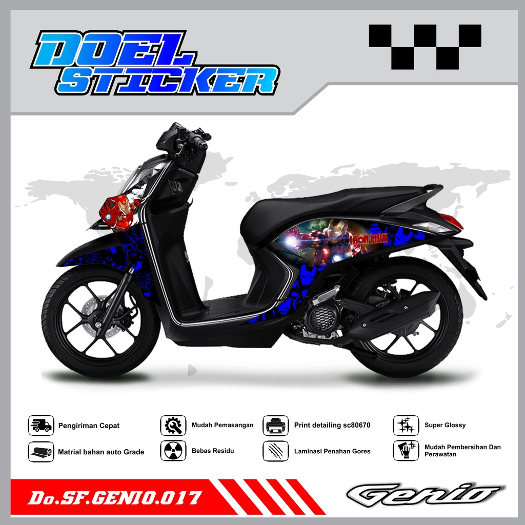 Sticker Striping Variasi Genio List Variasi Hologram , Crome Doel 017