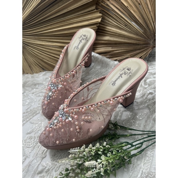 sepatu wanita wedding pesta Alena dusty peach 9cm tahu