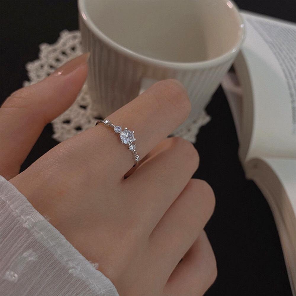 Timekey Cincin Terbuka Adjustable Hias Berlian Imitasi Untuk Wanita A1K1