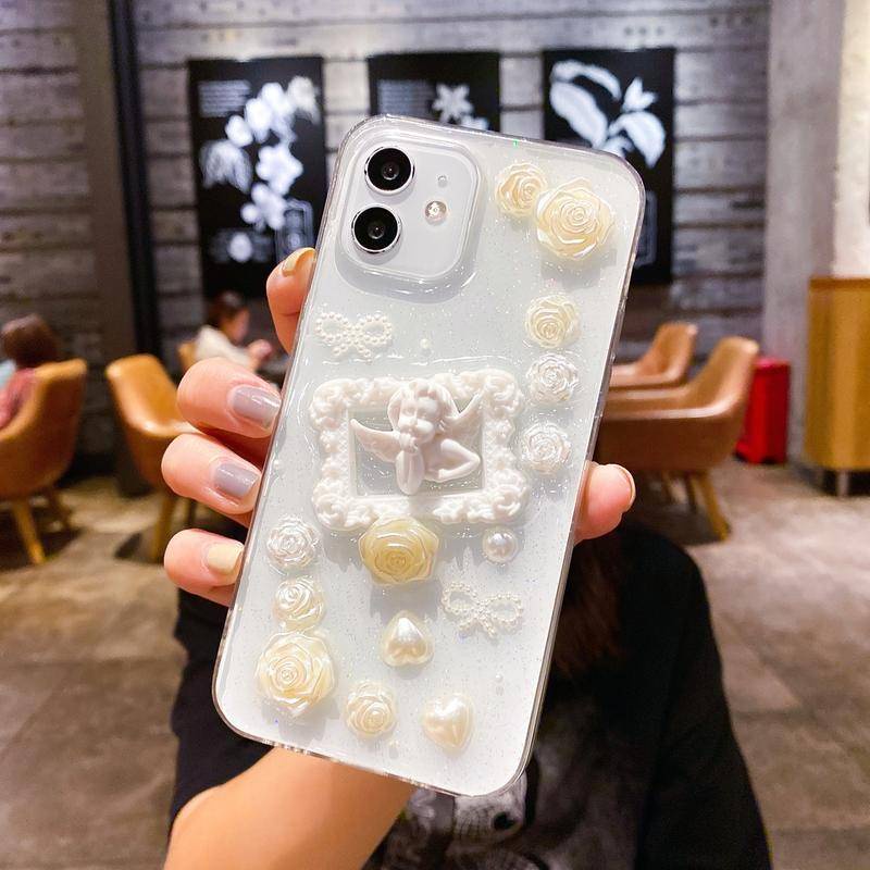 Soft Case TPU Transparan Motif Kartun 3D Dengan Kartu Untuk iPhone 13 12 11 Pro MAX Mini X XS MAX XR SE 2022 2020 7 8 Plus