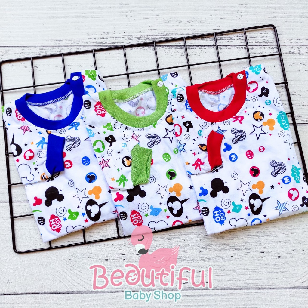 Setelan Baju Bayi Panjang Motif Mickey / Setelan Piyama Bayi / Baju Bayi Panjang Merk Viori