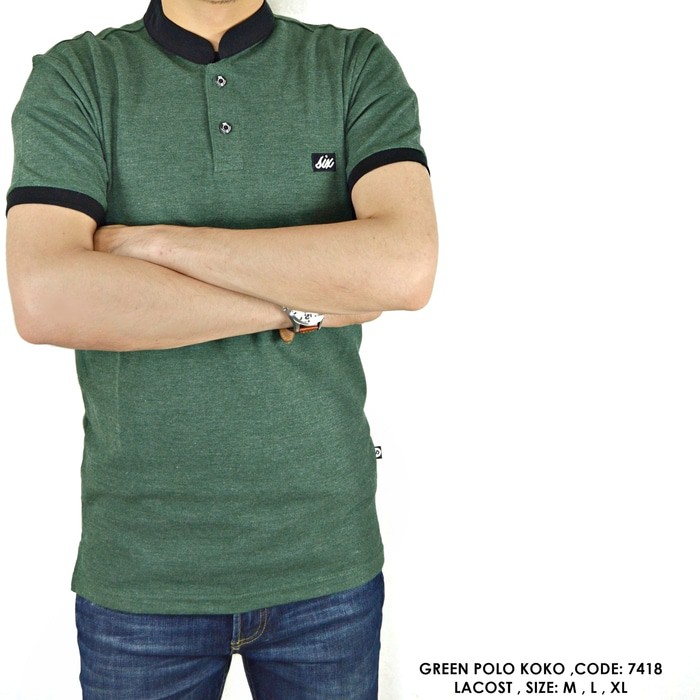 PROMO TERBARU BAJU KAOS POLO KERAH/BAJU KOKO KOMBINASI HIJAU POLOS/KAOS POLOSAN COWOK/KAOS PRIA