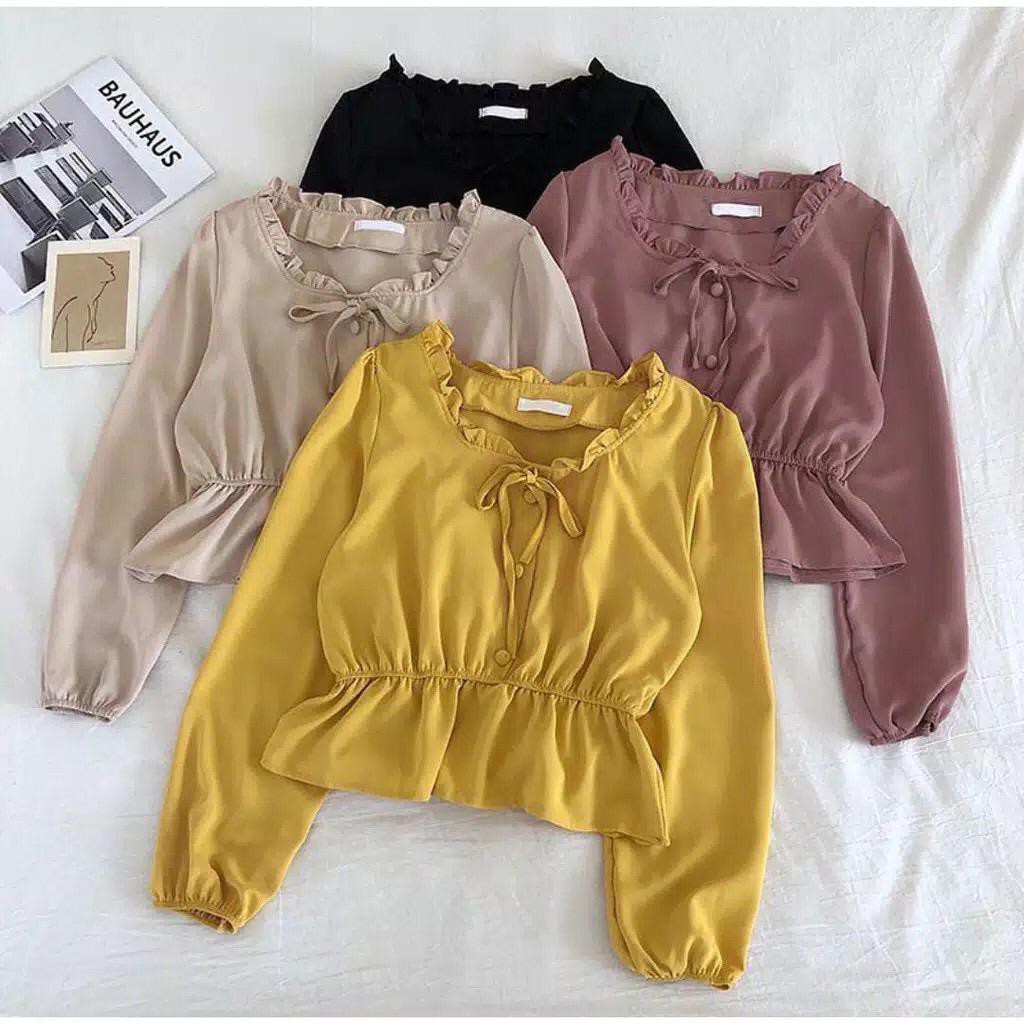 1KG MUAT 5PCS | MIKELA BLOUSE SHIRT TOP RUFFLE TALI HITS OOTD SELEBGRAM FASHION GROSIR MURAH WANITA