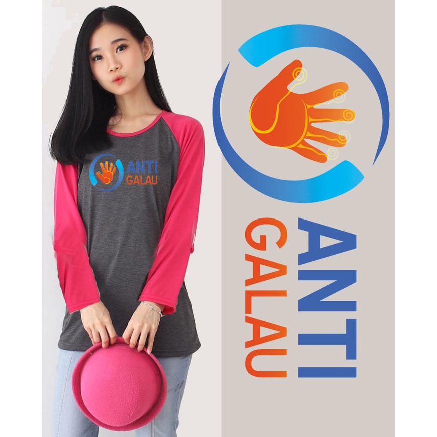 Kaos Raglan Abu Tua Lengan Panjang Gambar Anti Galau