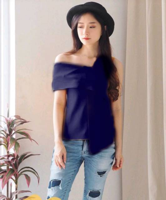 One shoulder asymetrik sabrina blouse