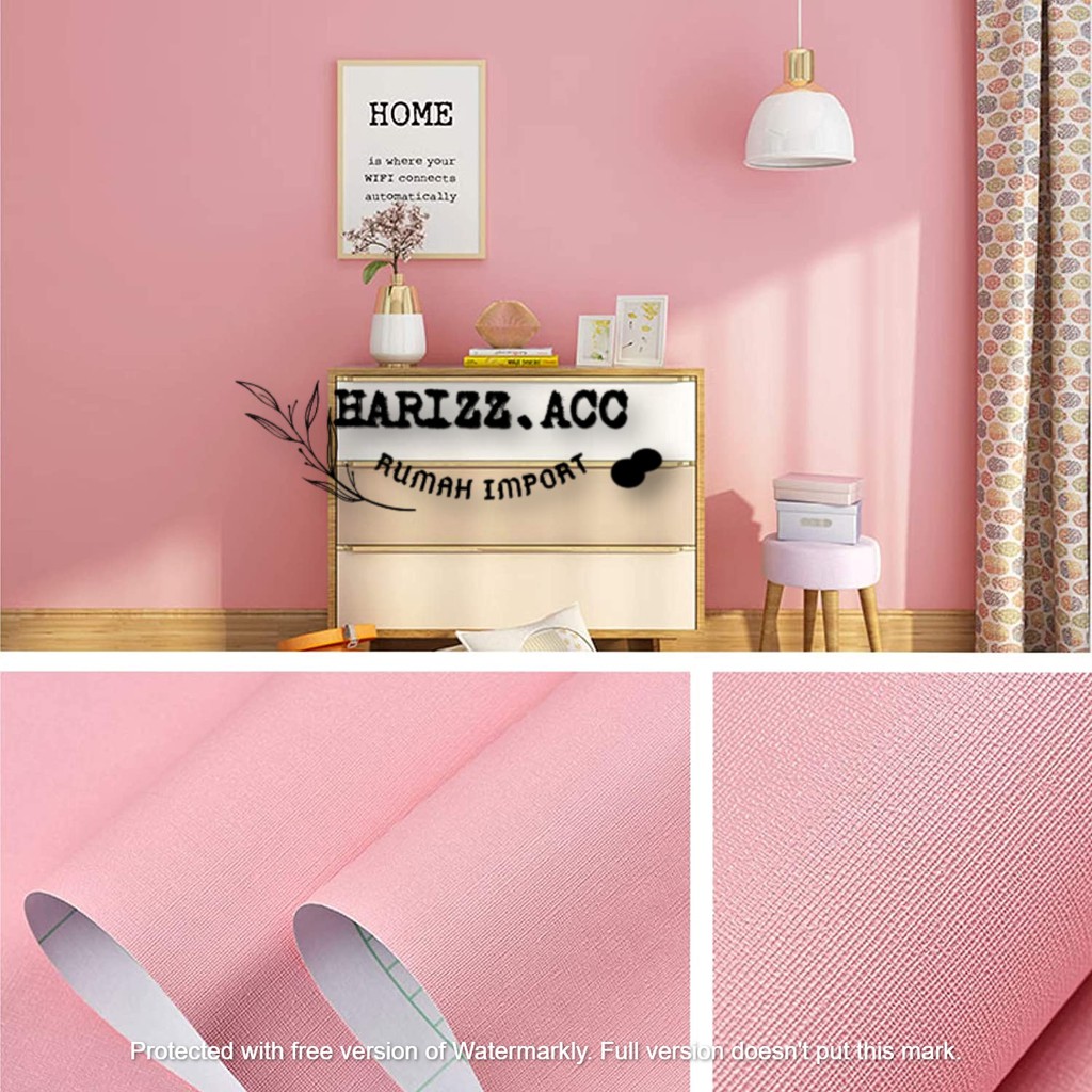 WALLPAPER STIKER DINDING PINK MUDA CERAH POLOS BERTEKSTUR