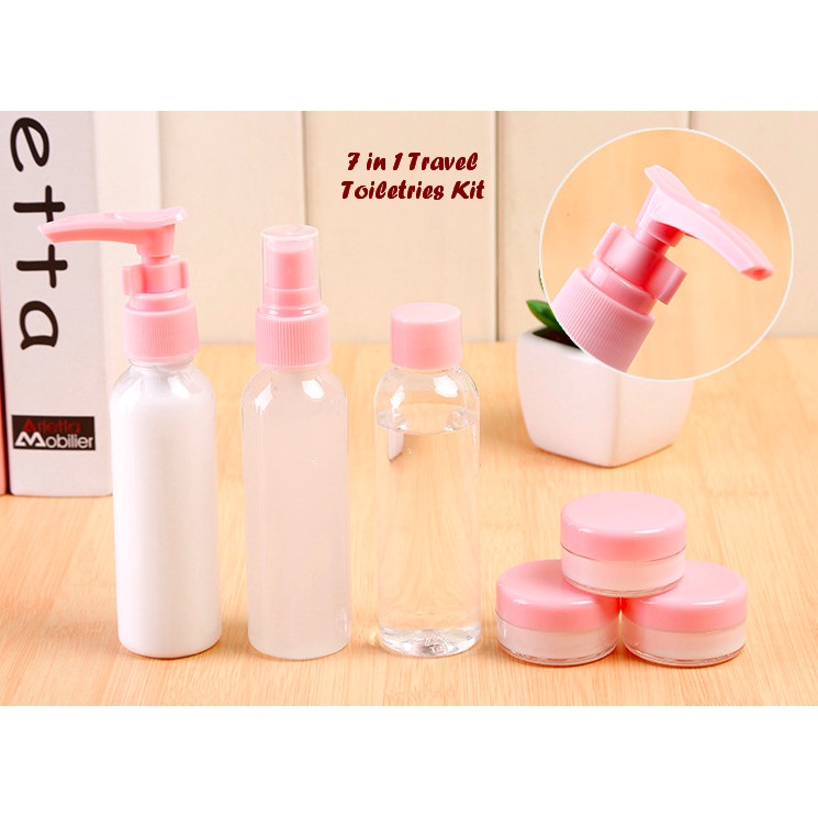 Sgmshop 7 in 1 Travel Toiletries Kit Set Botol Kecil Berpergian 1 set isi 7
