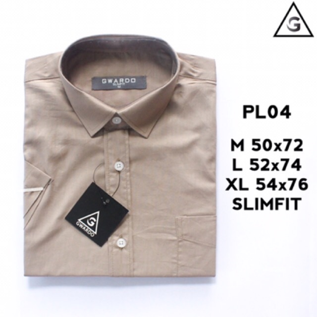 GWARDO Kemeja SLIMFIT Lengan PENDEK COKLAT MUDA Pria PL04