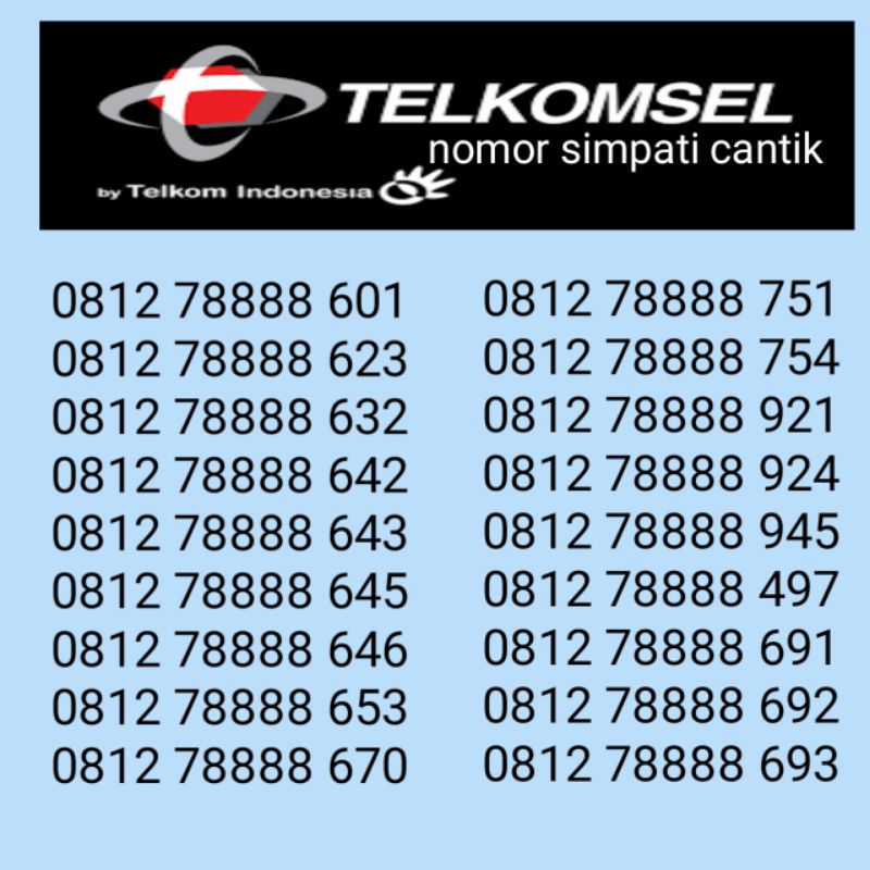 Nomor simpati cantik Combo Sakti kwartet 8888 murah