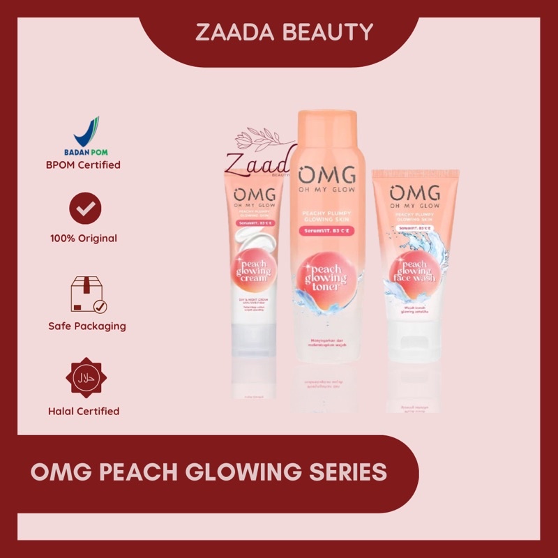 OMG Peach Glowing Series | OMG Peach Glowing Facewash 50gr | OMG Peach Glowing Toner 100ml | OMG Pea