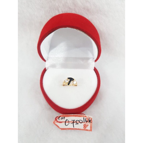 CA279G289G cincin emas anak baby inisial nama huruf T abjad gold emas kuning asli kadar 70% 16k