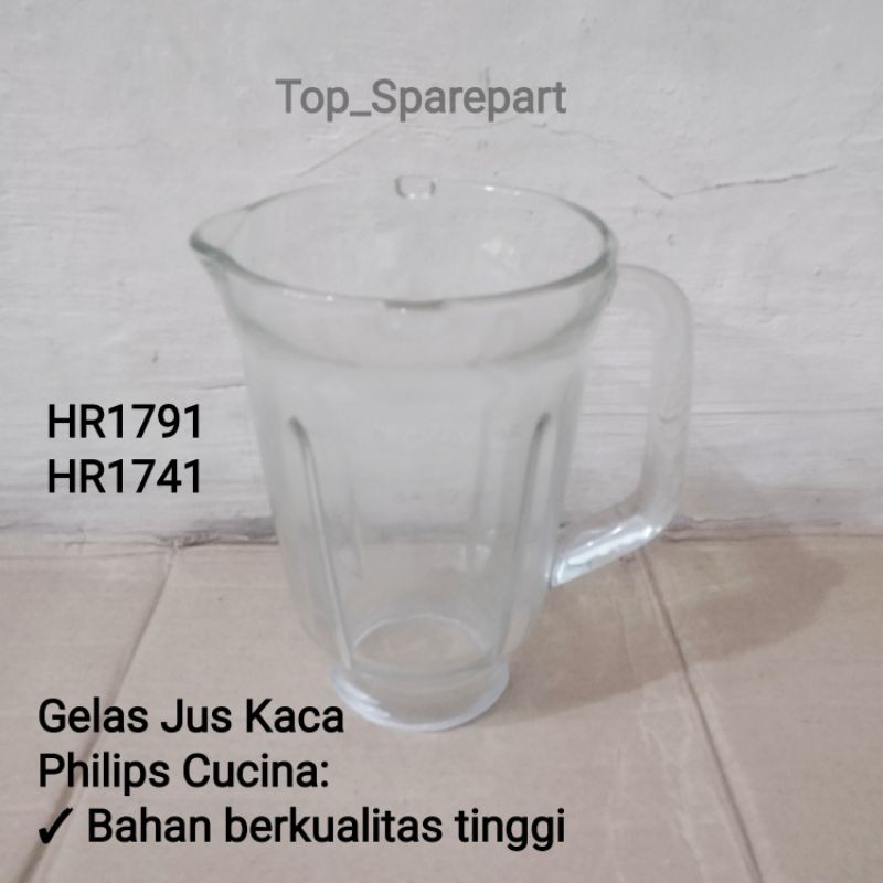 Gelas Blender Kaca Jus Philips Cucina HR1791 HR1741