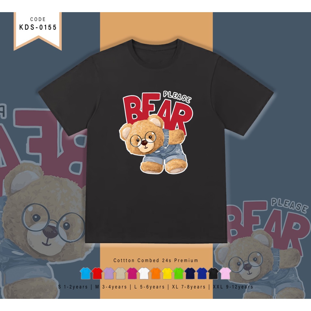 T-SHIRT / KAOS ANAK-ANAK TERMURAH BERGAMBAR BEAR PUNGGUNG - TERIMA CUSTOM KAOS KELUARGA