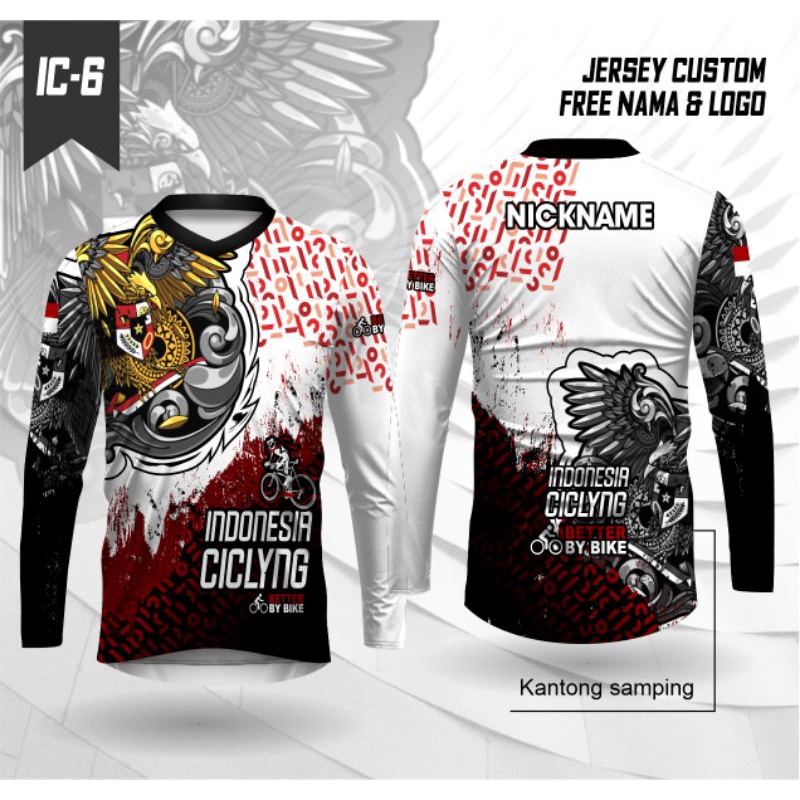 jersey sepeda kaos sepeda Garuda kantong samping baju Garuda pancasila