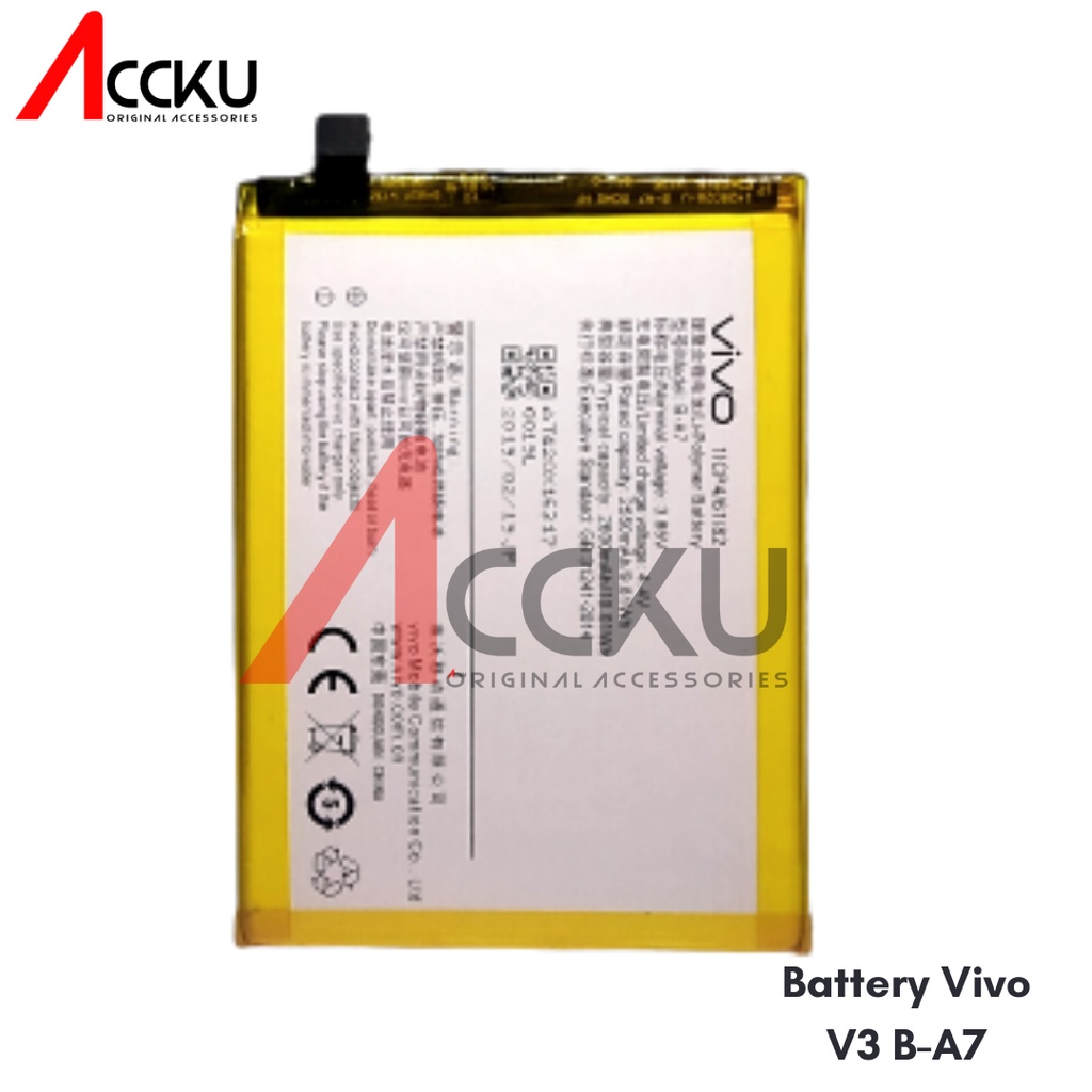 BATTERY / BATERAI VIVO ORIGINAL 99% V3 / B-A7 ORIGINAL / ORI99 BATTERY VIVO V3 BATERAI VIVO V3 BATRE VIVO V3