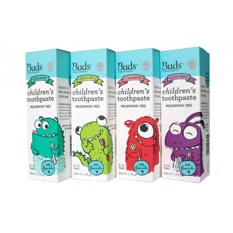 Buds Oralcare Organics Children's Toothpaste With Fluoride 50ml (3 - 12 Year) - Peppermint