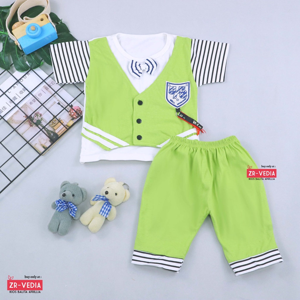 Setelan Rompi Baby Colin uk 3-18 Bulan / Export Class Set Baju Bayi Laki Kaos Lengan Rompi Celana