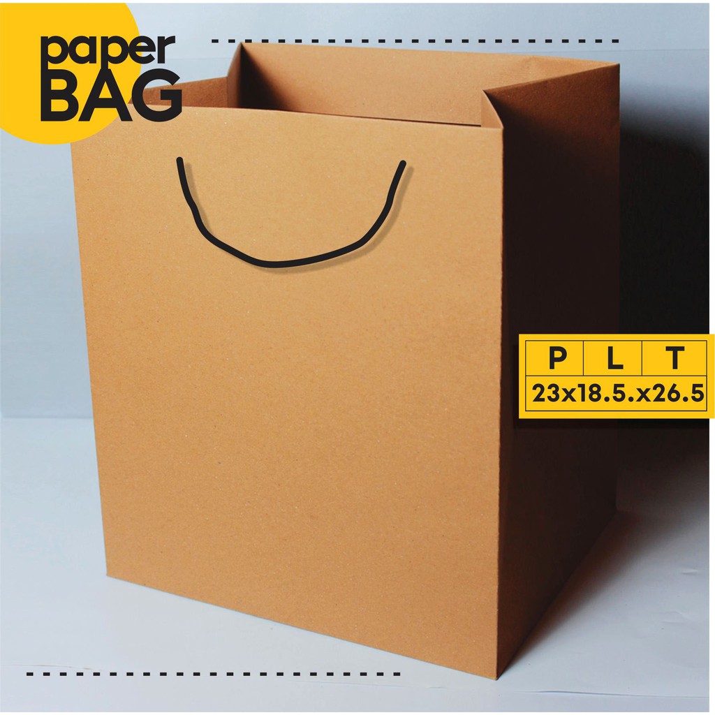 

paper bag 23x18.5x26.5 polos coklat craft paper