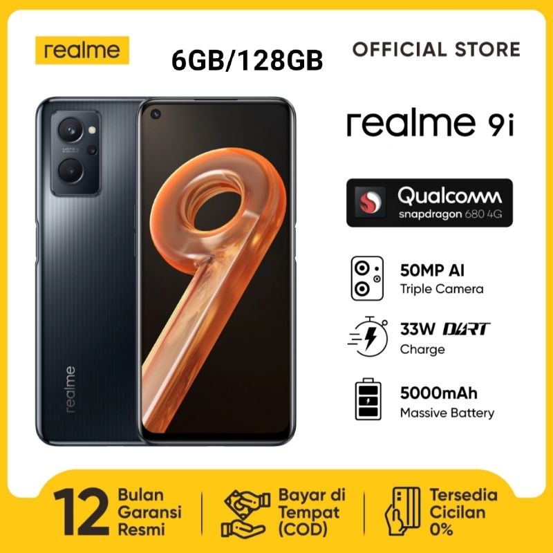 Realme 9i - 6GB+5GB/128GB - Garansi Resmi Realme 1 Tahun Indonesia