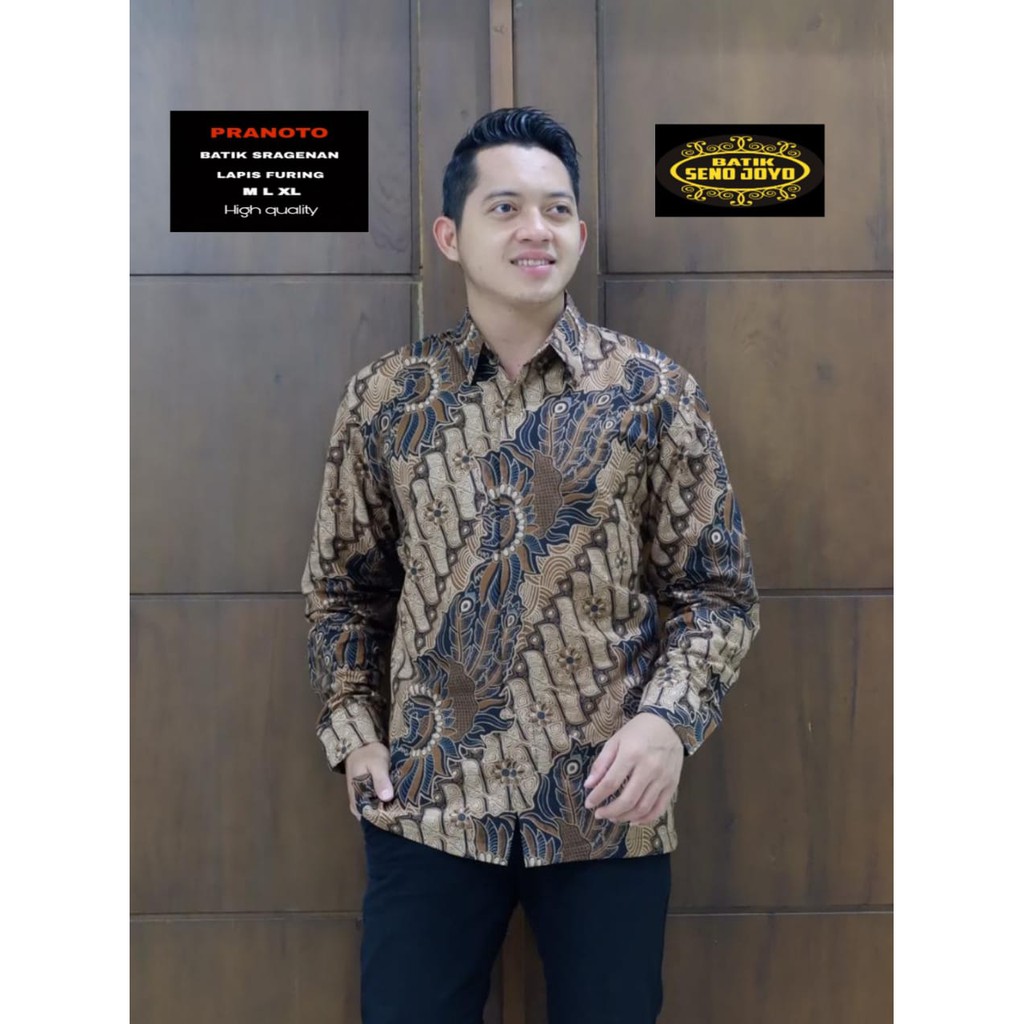 PRANOTO COKLAT PREMIUM kemeja batik pria lengan panjang terbaru ORIGINAL BY SENO