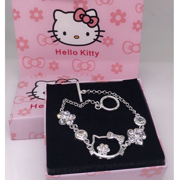 Gelang Desain Kartun Kucing Bahan Stainless Steel Warna Silver