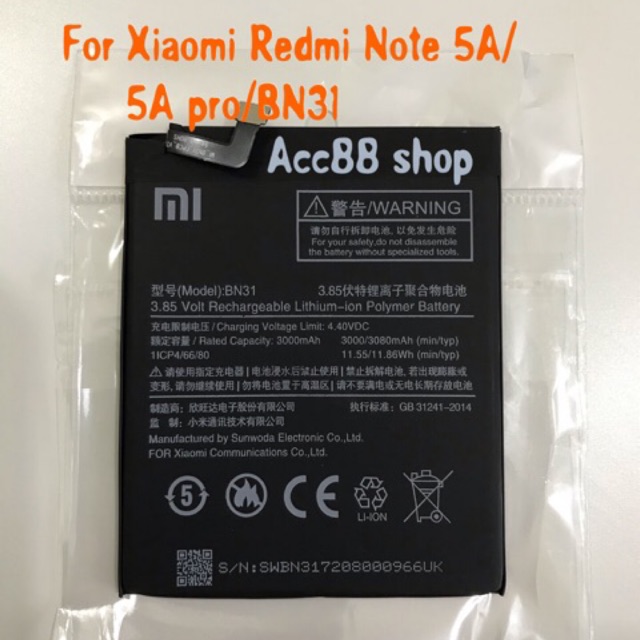 Batre battery baterai Original Xiaomi BN31 / Mi 5X / Redmi Note 5A BN31