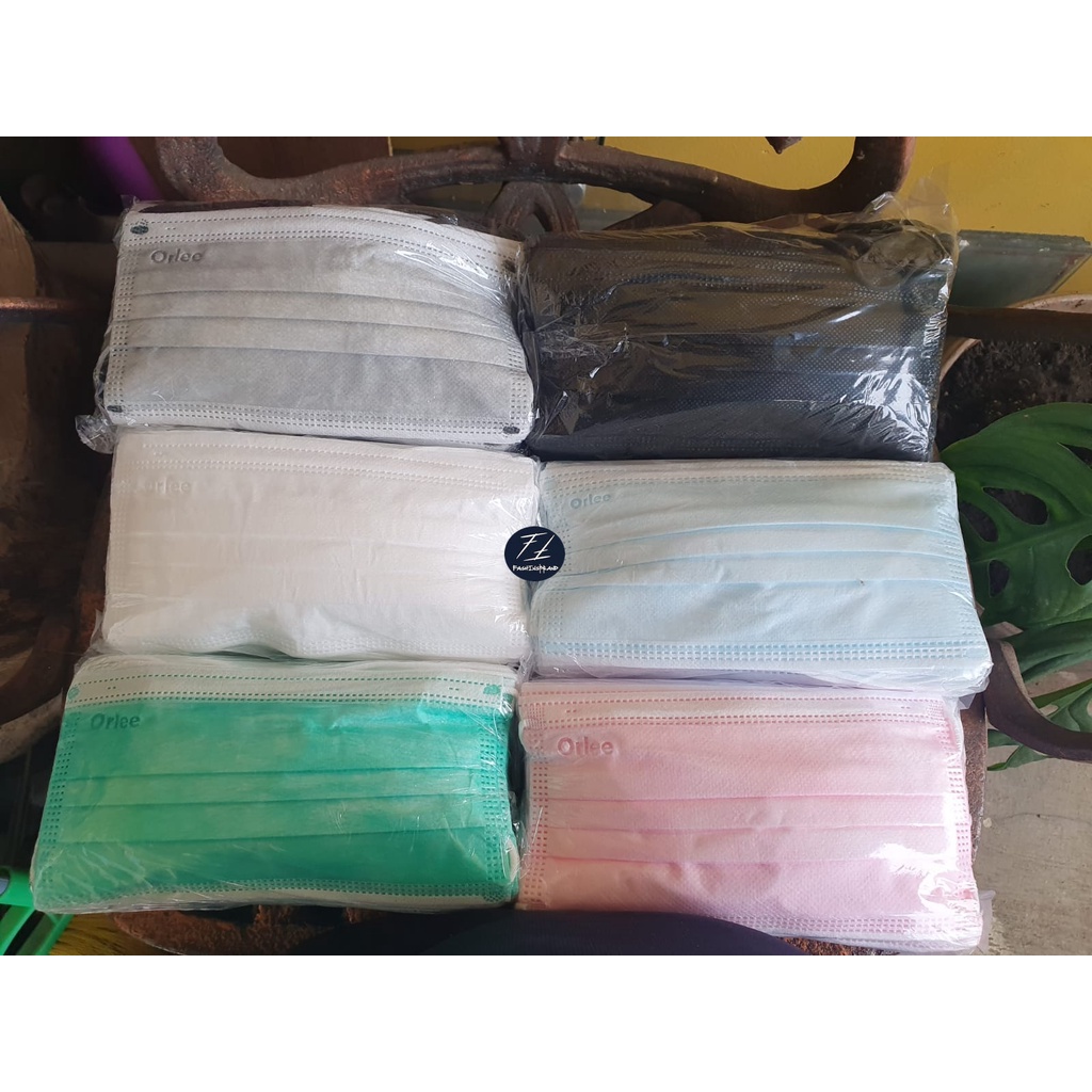 Masker Orlee Hijab Headloop Non Earloop Izin Kemenkes Putih Biru Pink Merah Muda Hitam Abu - Abu Gre