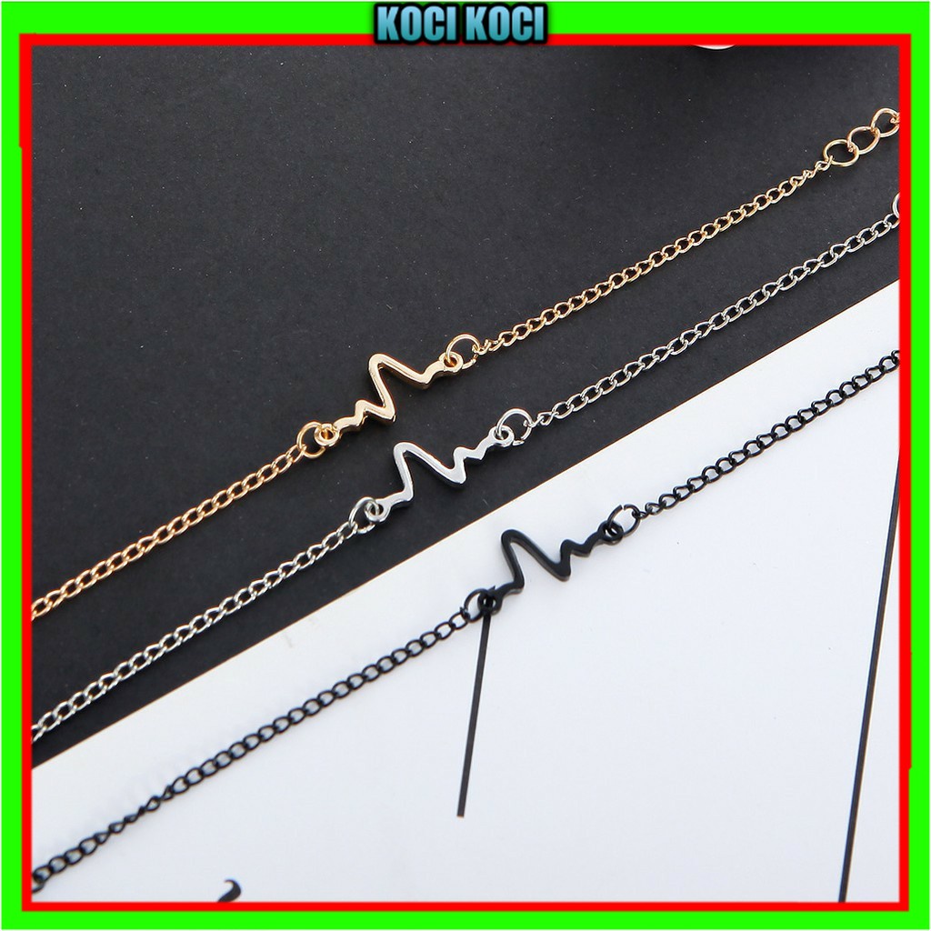 Gelang Rantai Unisex Couple Charm Electrocardiogram Fashion Korea Aksesoris Fashion