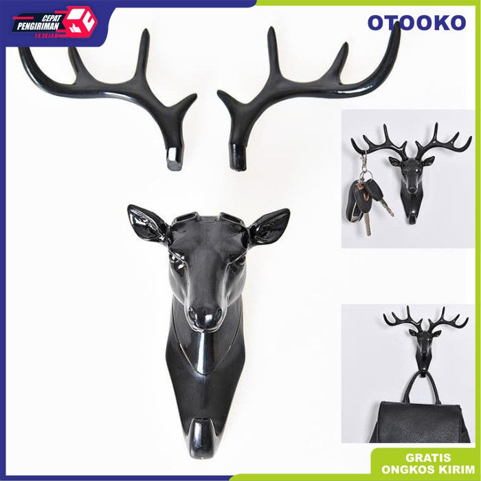 Doe Deer Key Hooks Stand Hanger Gantungan Kunci Dinding Tanduk Rusa