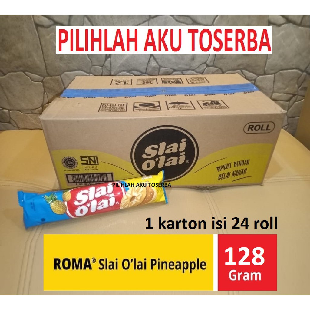 Biskuit Roma Slai O'lai Pineapple Roll / Slai Olai Nanas Roll 128 gr - (HARGA 1 KARTON ISI 24 ROLL)