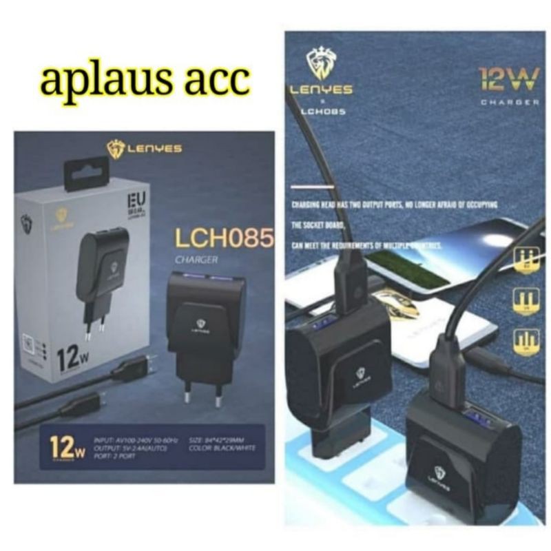 Charger Lenyes LCH-085 Original TYPE C 2USB 2.4A 12W Real Capacity
