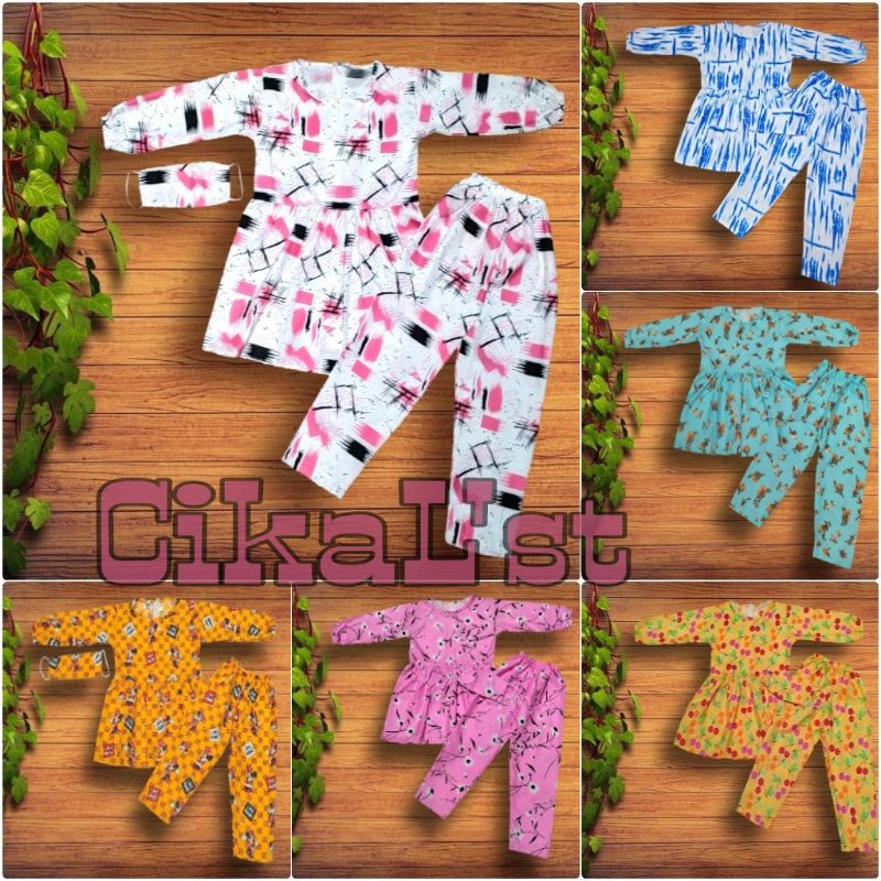 Setelan piyama rempel anak  / Pajamas anak free masker