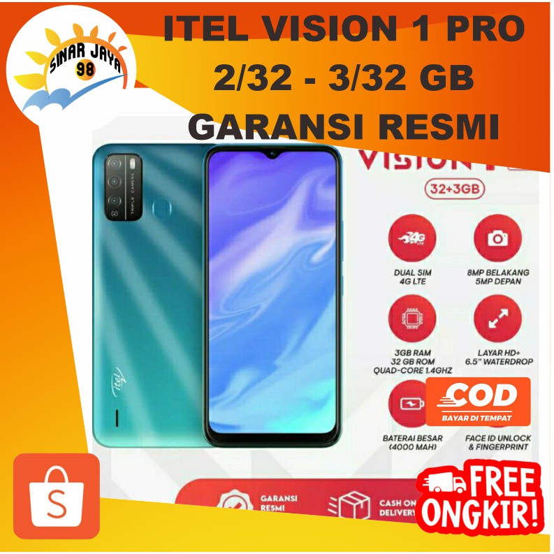 Itel Vision 1 pro 2/32gb dan 3/32gb 4G LTE 6,5 HD+ Waterdrop Screen GARANSI RESMI