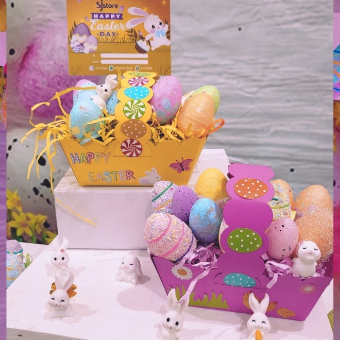 

Paket dekorasi box hampers easter bunny eggs kelinci telur paskah 139