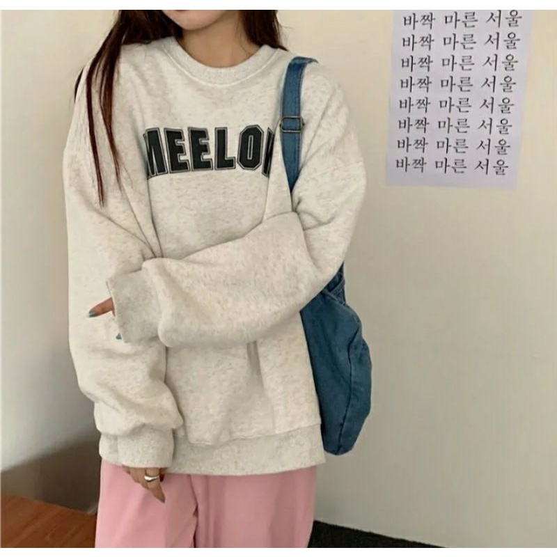 S - XXXXXL(6XL) Sweater Oversize SAD GIRL MEELOW Crewneck BIG SIZE Korean Harajuku Sweatshirt Jumbo Fleece Jaketin aja