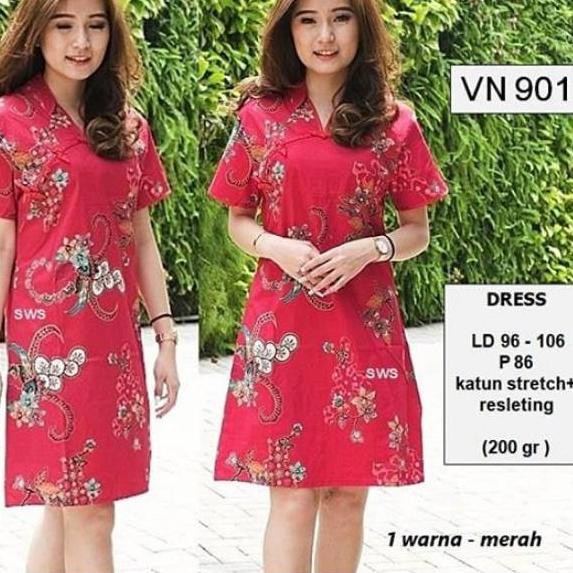 DNA 0914 YVVN901 - DRESS PESTA BATIK IMLEK DRESS BATIK KANTOR WANITA MURAB GROSIR JUMBO &&