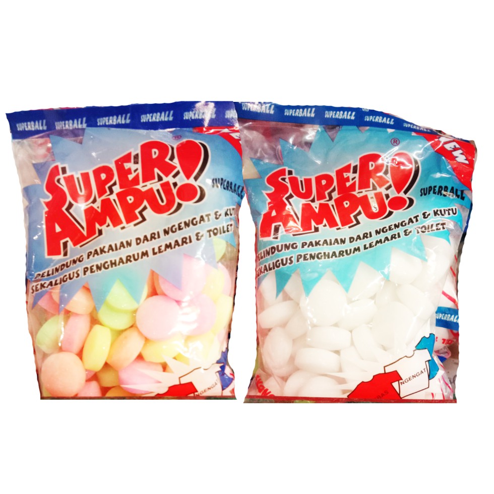 Kapur Barus / Kamper Lemari Baju SUPER AMPU Putih & Warna - 300gr