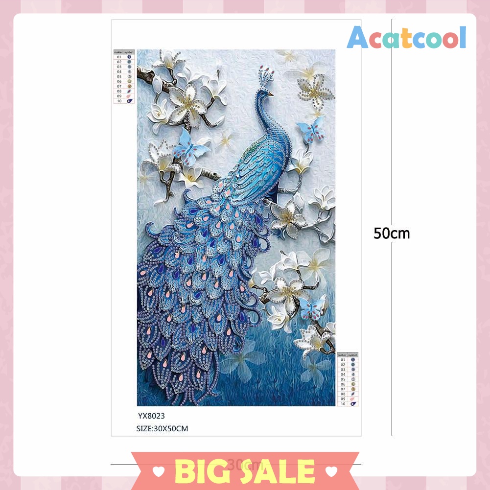 5D DIY Special-shaped Drill Diamond Painting Peacock Cross Stitch Craft Kit