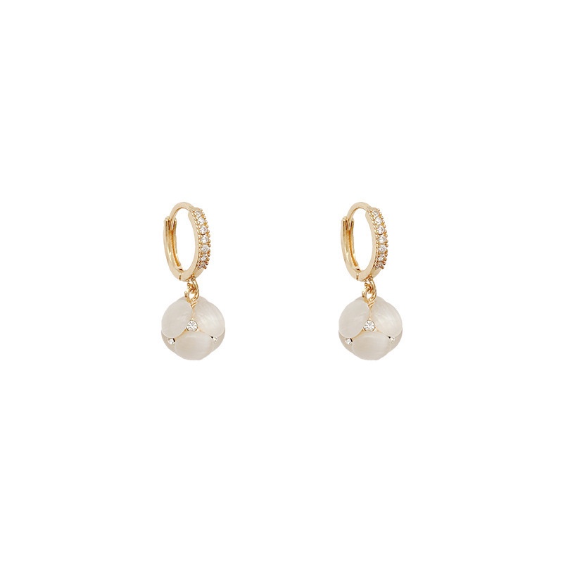 S925 Silver Needle Opal Earrings Korean Version High-end Design Women's Diamond-studded Earring Sweet Heart Jewelry