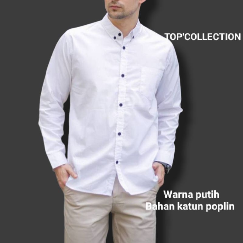 Kemeja pria lengan panjang - SEMUA WARNA READY - ukuran M, L, XL-PUTIH