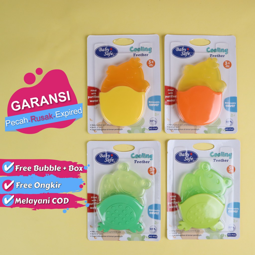 Baby Safe TT004 | Cooling Teether with Purified Water Baby | Mainan Gigitan Bayi Anak | Easy Grip | BPA Free | Orange Hijau Kuning