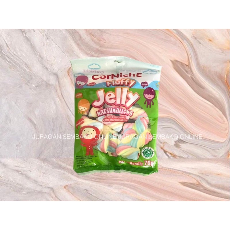 Corniche FLUFFY Jelly Marshmallow 70 gr HALAL / permen marshmallow fluffy