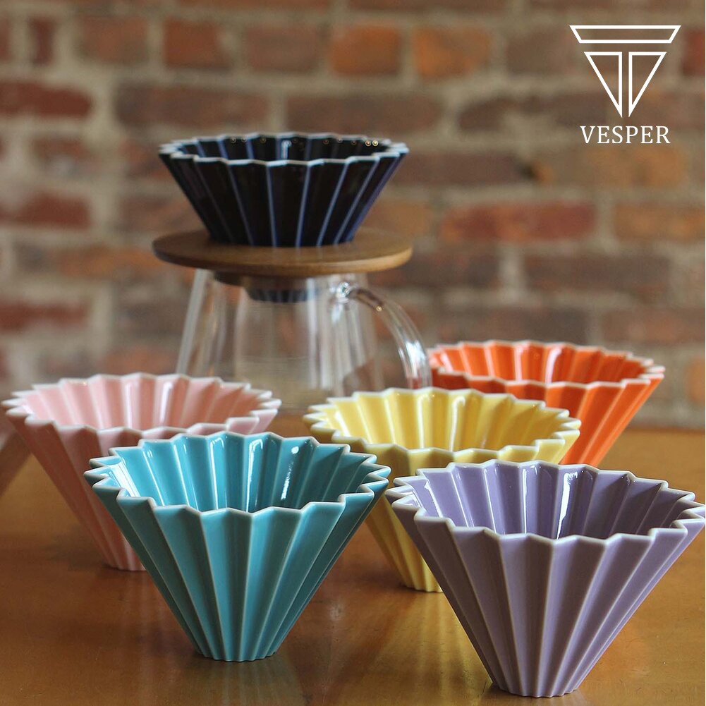 Jual origami coffee dripper V60 ceramic free wooden holder / kopi drip