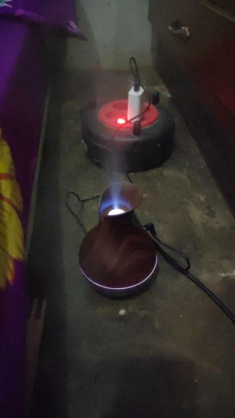 Ultrasonic Air Humidifier Aroma Essential Oil Diffuser 400ml With Wood Grain 7 Color Led Lights