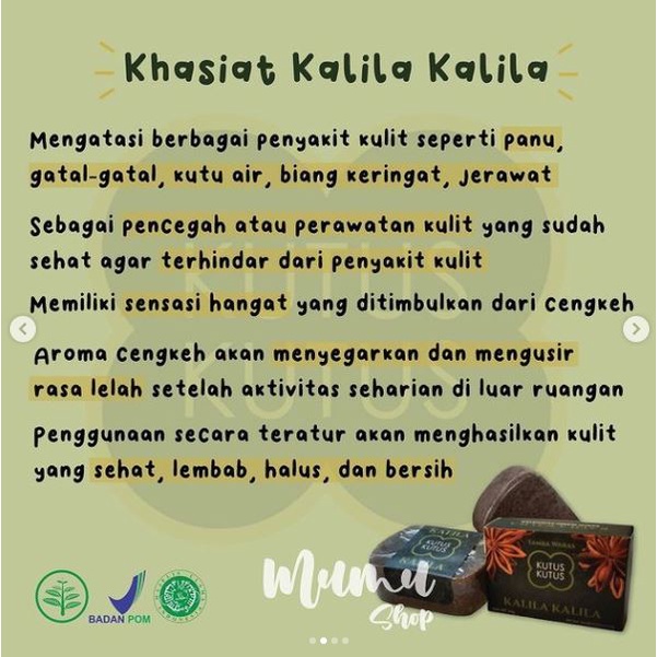 Sabun Kalila Kalila Kutus Kutus Tamba Waras Original 90 gram Asli 100% Official The Mall