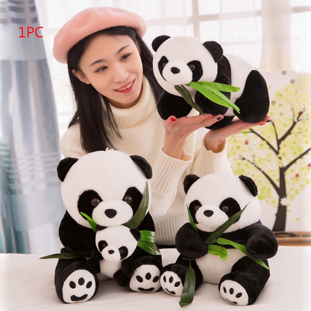 Mainan Boneka Panda Bahan Plush Lembut Ukuran 9 / 10 / 12 / 16cm untuk Bayi / Anak
