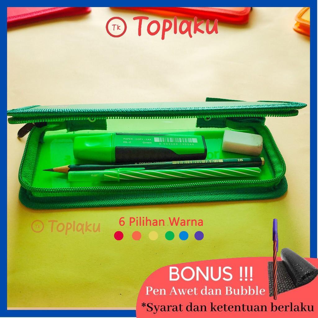 

TOPLA Tempat Pensil Transparan Laki Laki Perempuan Kotak Pensil Pinsil Pencil Case Large Capacity Anak
