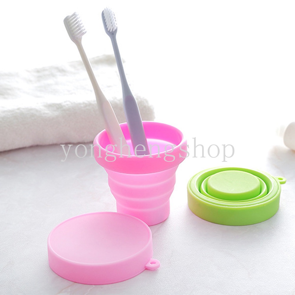 Cangkir Air Cuci Mulut Portabel Model Lipat Bahan Silikon Warna Acak Ukuran 170ml Untuk Travel