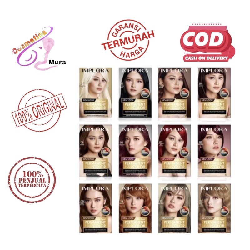 1 - 16 nomor LeNgKap || Implora New Permanent Hair Color - cat rambut implora terbaru