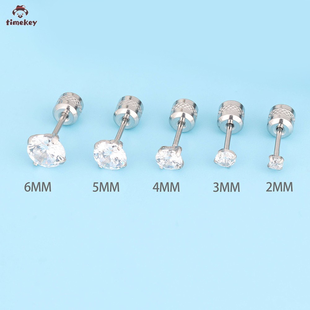 Anting Stud Kristal Zircon Bahan Stainless Steel Untuk Perhiasan